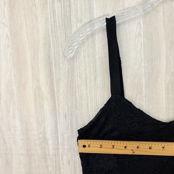 Free People Dress Medium Reflected Moonlight Black Lace Ribbon Skater Whimsygoth - Picture 10 of 15